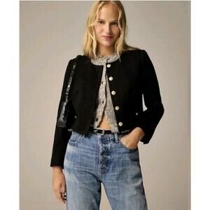 J CREW Cropped Lady Jacket Stretch Twill BLACK GOLD BUTTON SIZE 0